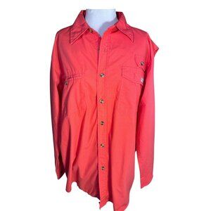 Columbia PFG Mens Long Sleeve Shirt S 65% Polyester 35% Cotton Bright Red